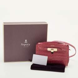 مملوكة مسبقًا Asprey 1781 Pochette Pink Crocodile Clutch