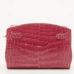 مملوكة مسبقًا Asprey 1781 Pochette Pink Crocodile Clutch
