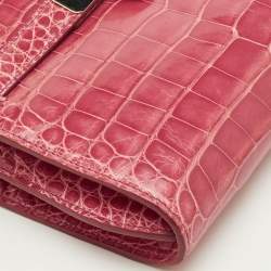مملوكة مسبقًا Asprey 1781 Pochette Pink Crocodile Clutch