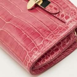 مملوكة مسبقًا Asprey 1781 Pochette Pink Crocodile Clutch