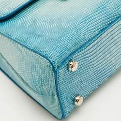 مملوكة مسبقًا Asprey 167 Mini Blue/White Lizard Top Handle Bag
