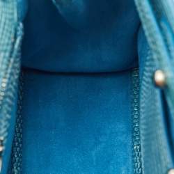 مملوكة مسبقًا Asprey 167 Mini Blue/White Lizard Top Handle Bag