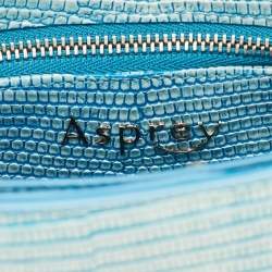 مملوكة مسبقًا Asprey 167 Mini Blue/White Lizard Top Handle Bag
