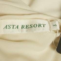 Pre Owned Asta Resort Off White Stretch Crepe Stella Maxi Dress S