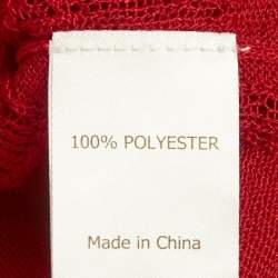 Pre Owned فستان أستا ريزورت محبوك بأزهار حمراء ياقة كول دليلا مقاس صغير جدًا