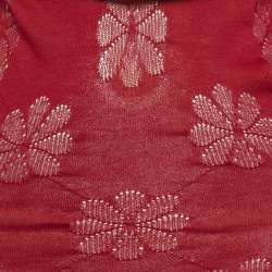 Pre Owned فستان أستا ريزورت محبوك بأزهار حمراء ياقة كول دليلا مقاس صغير جدًا