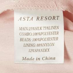 Pre Owned Asta Resort Pink Embellished Detail Linen Blend Yasmin Tank Top M