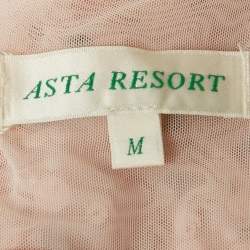 Pre Owned Asta Resort Pink Embellished Detail Linen Blend Yasmin Tank Top M