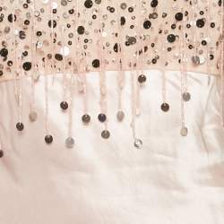 Pre Owned Asta Resort Pink Embellished Detail Linen Blend Yasmin Tank Top M
