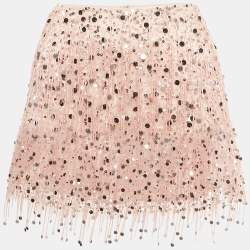 Pre Owned تنورة ميني أستا ريزورت ياسمين شبك مزينة وردي مقاس متوسط (ميديوم)