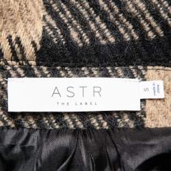 Pre Owned Astr The Label Black & Beige Checkered Wool Open Front Cora Coat S