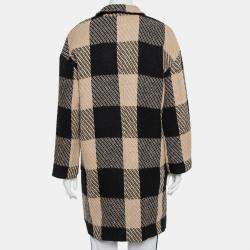 Pre Owned Astr The Label Black & Beige Checkered Wool Open Front Cora Coat S