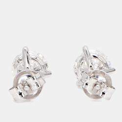 Pre Owned \n أقراط مارتيني بمسمار 3 من الذهب الأبيض عيار 14 بماسة 1.50 قيراط دائري مزروعة في المختبر