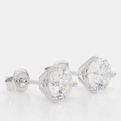 Pre Owned 2.00 cts Round Lab Grown Diamond 14k White Gold 3 Prong Martini Studs