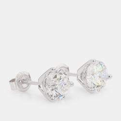 Pre Owned 2.50 cts Round Lab Grown Diamond 14k White Gold 3 Prong Martini Studs