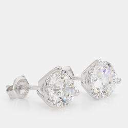 Pre Owned 3.00 cts Round Lab Grown Diamond 14k White Gold 3 Prong Martini Studs