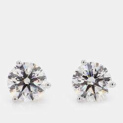 Pre Owned 4.00 cts Round Lab Grown Diamond 14k White Gold 3 Prong Martini Studs