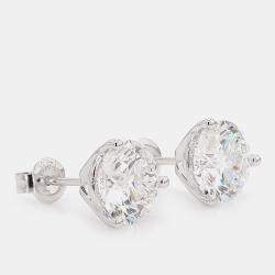 Pre Owned 4.00 cts Round Lab Grown Diamond 14k White Gold 3 Prong Martini Studs