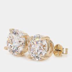 Pre Owned 6.05 cts Round Lab Grown Diamond 14k Yellow Gold 4 Prong Basket Studs