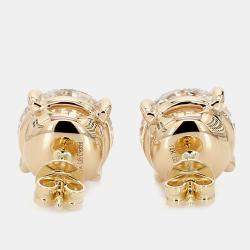 Pre Owned 6.05 cts Round Lab Grown Diamond 14k Yellow Gold 4 Prong Basket Studs