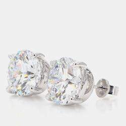 Pre Owned 9.07 cts Round Lab Grown Diamond 14k White Gold 4 Prong Basket Studs