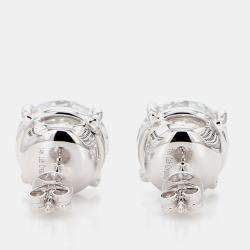 Pre Owned 9.07 cts Round Lab Grown Diamond 14k White Gold 4 Prong Basket Studs