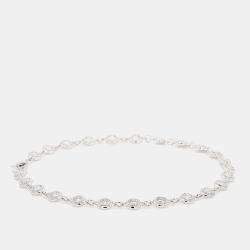 Pre Owned 2.02 cts Round Lab Grown Diamond 14k White Gold Halo Tennis Bracelet