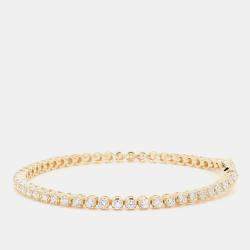 Pre Owned 3.05 cts Round Lab Grown Diamond 14k Yellow Gold Luxe Tennis Bracelet