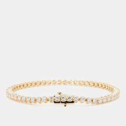 Pre Owned 3.05 cts Round Lab Grown Diamond 14k Yellow Gold Luxe Tennis Bracelet
