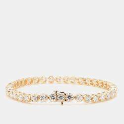 Pre Owned 7.05 cts Round Lab Grown Diamond 14k Yellow Gold Luxe Tennis Bracelet