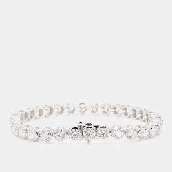 Pre Owned 10.11 cts Round Lab Grown Diamond 14k White Gold Luxe Tennis Bracelet