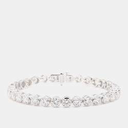 Pre Owned 10.11 cts Round Lab Grown Diamond 14k White Gold Luxe Tennis Bracelet