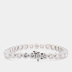 Pre Owned 12.11 cts Round Lab Grown Diamond 14k White Gold Luxe Tennis Bracelet