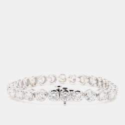Pre Owned 14.98 cts Round Lab Grown Diamond 14k White Gold Luxe Tennis Bracelet