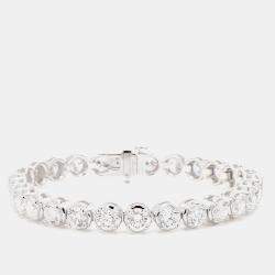 Pre Owned 14.98 cts Round Lab Grown Diamond 14k White Gold Luxe Tennis Bracelet