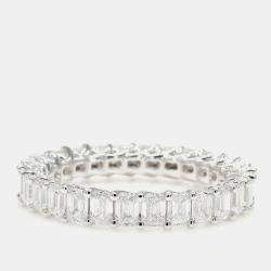 Pre Owned 2.97 cts Emerald Lab Grown Diamond 14k White Gold Eternity Band US 7