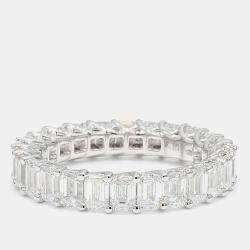 Pre Owned 4.16 cts Emerald Lab Grown Diamond 14k White Gold Eternity Band US 7