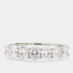 Pre Owned 1.00 cts Round Lab Grown Diamond 14k White Gold 7 Stone Wedding Band US 7