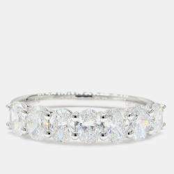 Pre Owned 1.50 cts Oval Lab Grown Diamond 14k White Gold 7 Stone Wedding Band