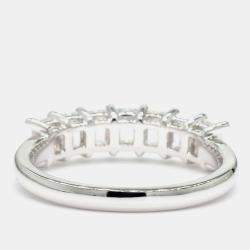 Pre Owned 1.51 cts Emerald Lab Grown Diamond 14k White Gold 7 Stone Wedding Band