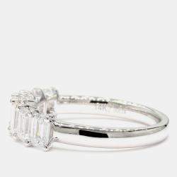 Pre Owned 2.01 cts Emerald Lab Grown Diamond 14k White Gold 7 Stone Wedding Band