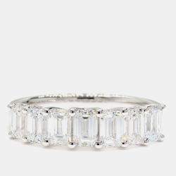 Pre Owned 2.01 cts Emerald Lab Grown Diamond 14k White Gold 7 Stone Wedding Band