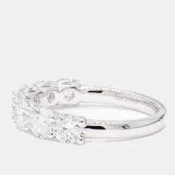 Pre Owned 2.01 cts Round Lab Grown Diamond 14k White Gold 7 Stone Wedding Band