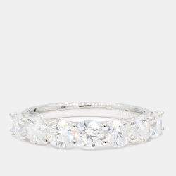 Pre Owned 2.01 cts Round Lab Grown Diamond 14k White Gold 7 Stone Wedding Band
