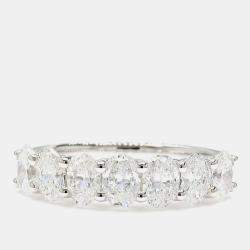 Pre Owned 2.02 cts Oval Lab Grown Diamond 14k White Gold 7 Stone Wedding Band
