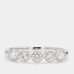 Pre Owned 0.50 cts Round Lab Grown Diamond 14k White Gold 5 Stone Wedding Band