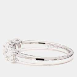 Pre Owned 1.00 cts Oval Lab Grown Diamond 14k White Gold 5 Stone Wedding Band US 7