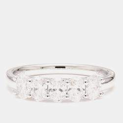 Pre Owned 1.00 cts Oval Lab Grown Diamond 14k White Gold 5 Stone Wedding Band US 7