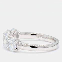 Pre Owned 2.00 cts Oval Lab Grown Diamond 14k White Gold 5 Stone Wedding Band US 7