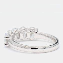 Pre Owned 2.00 cts Oval Lab Grown Diamond 14k White Gold 5 Stone Wedding Band US 7